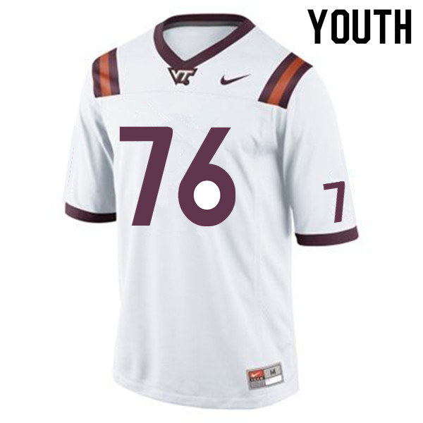 Youth #76 Brock Hoffman Virginia Tech Hokies College Football Jerseys Sale-White